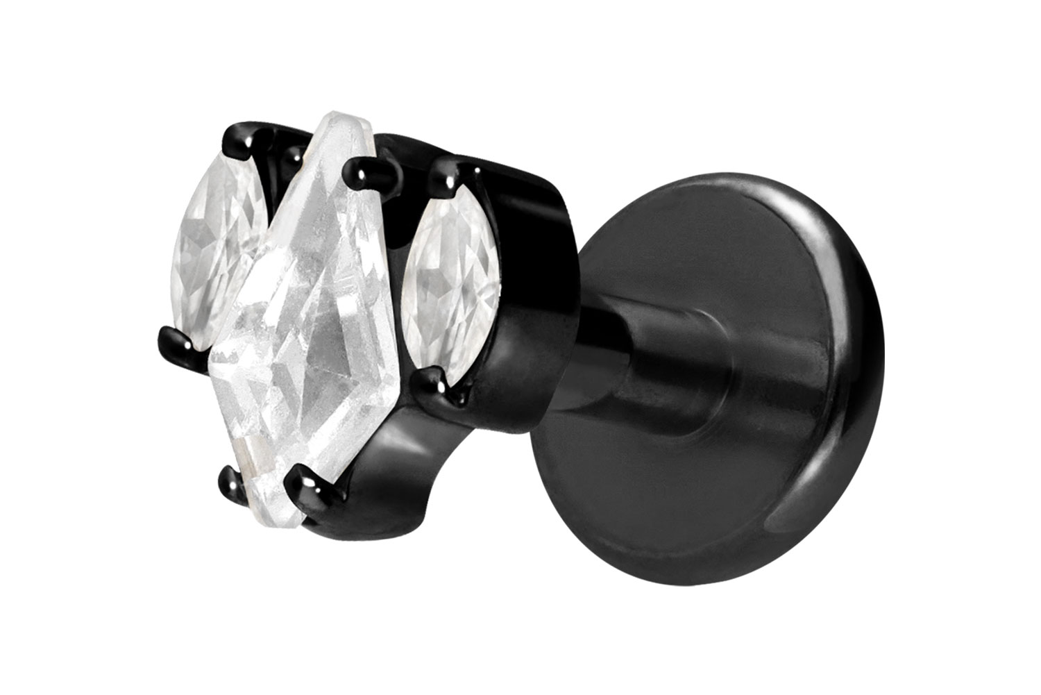 Titan Labret Piercing mit Innengewinde KRISTALLSCHILD + KRISTALLOVALE